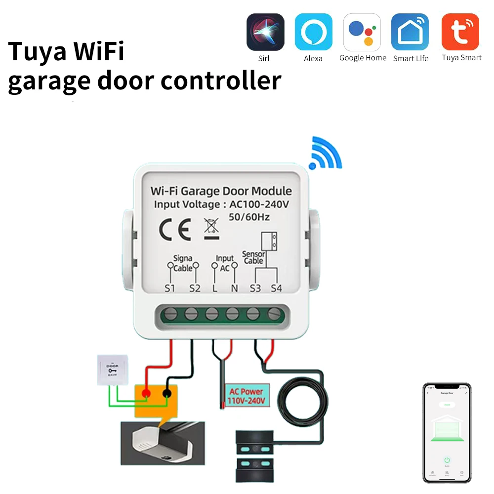 Tuya Wi-Fi контроллер открывания гаражных ворот модуль открывания ворот Smart Life приложение пульт дистанционного управления Alexa Google Home Alice голосовое управление
Tuya Wi-Fi контроллер открывания гаражных ворот модуль открывания ворот Smart Life приложение пульт дистанционного управления Alexa Google Home Alice голосовое управление