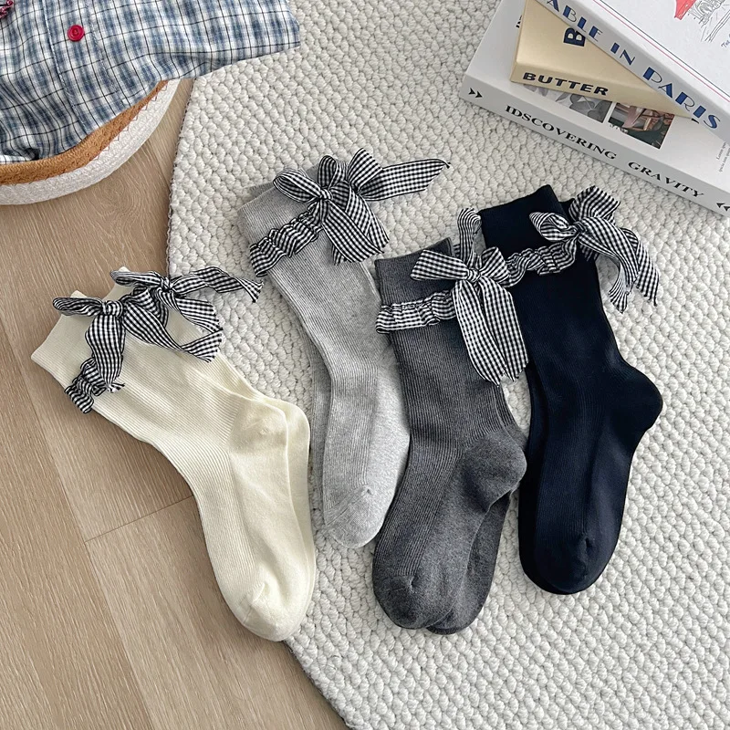 Cotton Knitted Women Socks Ballet Style Plaid Bow JK Sweet Girls Lolita Kawaii Ruffle Socks Solid Color Black White Gray Socks
Cotton Knitted Women Socks Ballet Style Plaid Bow JK Sweet Girls Lolita Kawaii Ruffle Socks Solid Color Black White Gray Socks