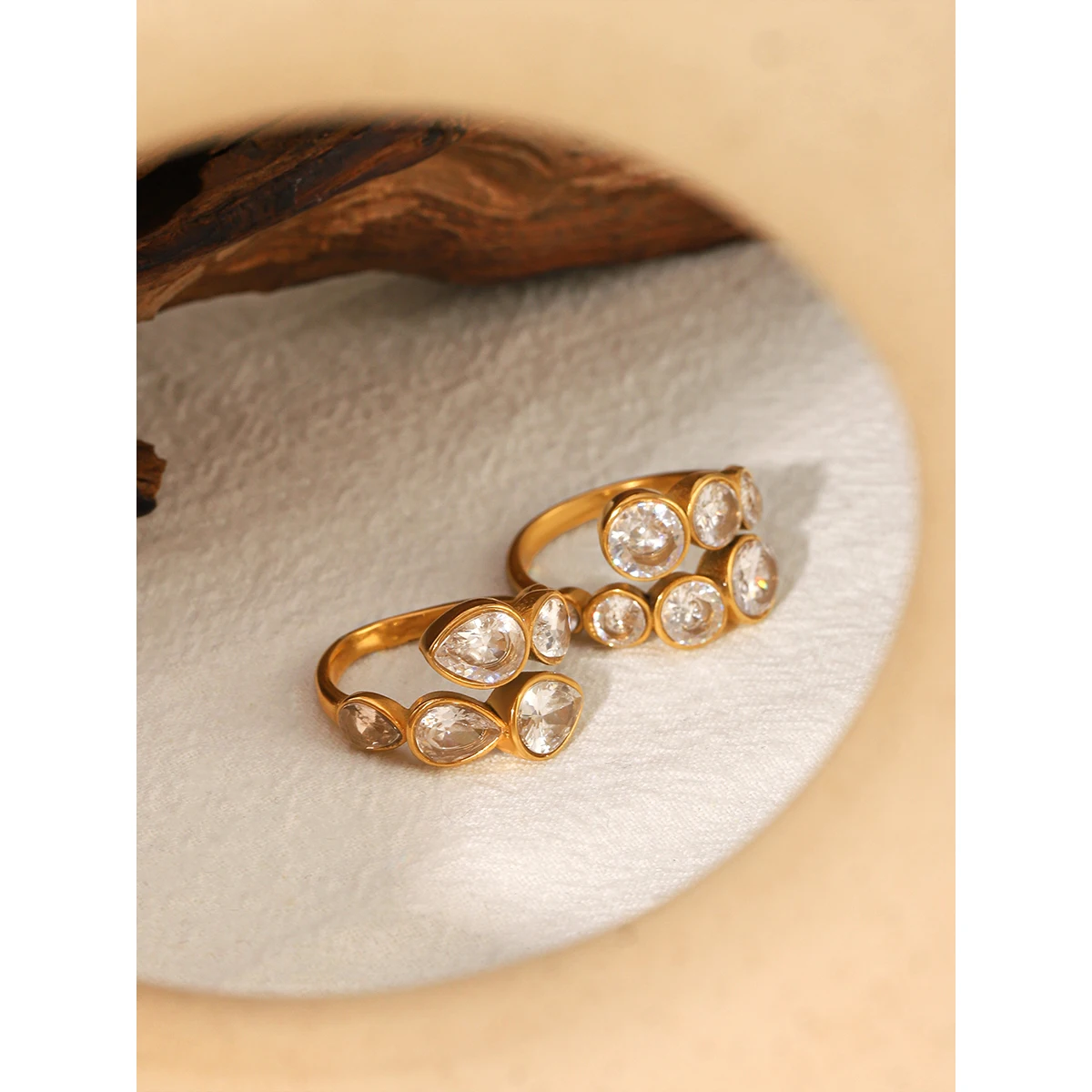 Gold PVD Plated Stainless Steel Minimalist Delicate Zircon Open Rings Fashion Daily Wear Jewelry Birthday Gift for Women Girls
Gold PVD Plated Stainless Steel Minimalist Delicate Zircon Open Rings Fashion Daily Wear Jewelry Birthday Gift for Women Girls
