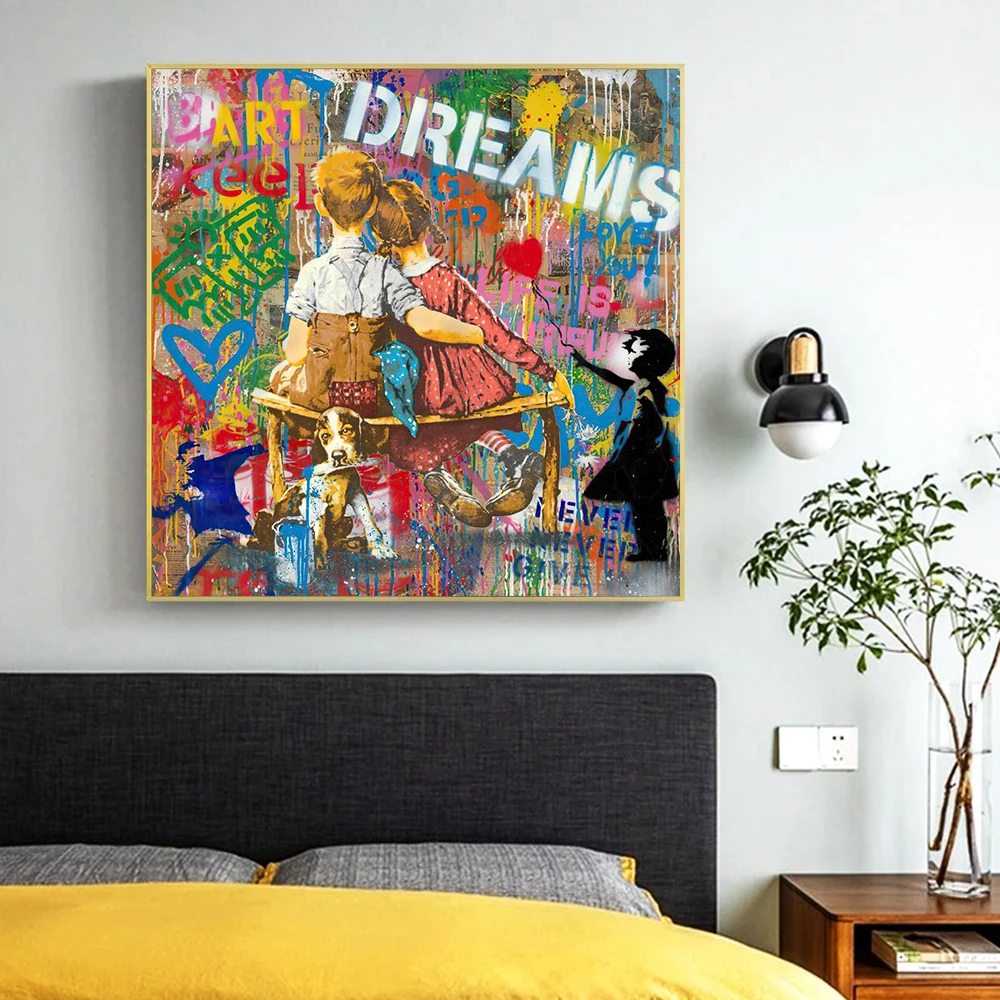 Graffiti Boy Girl Dog Love Wall Art Poster Modern Pop Home Living Room Bedroom Decorative Canvas Painting Mural Picture Prints
Graffiti Boy Girl Dog Love Wall Art Poster Modern Pop Home Living Room Bedroom Decorative Canvas Painting Mural Picture Prints
