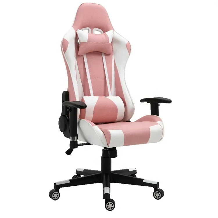 # Pink And White Gaming Chair With Movable Wheel Rotation Reclining Relax Rocking Chair For Office Work #
# Pink And White Gaming Chair With Movable Wheel Rotation Reclining Relax Rocking Chair For Office Work #