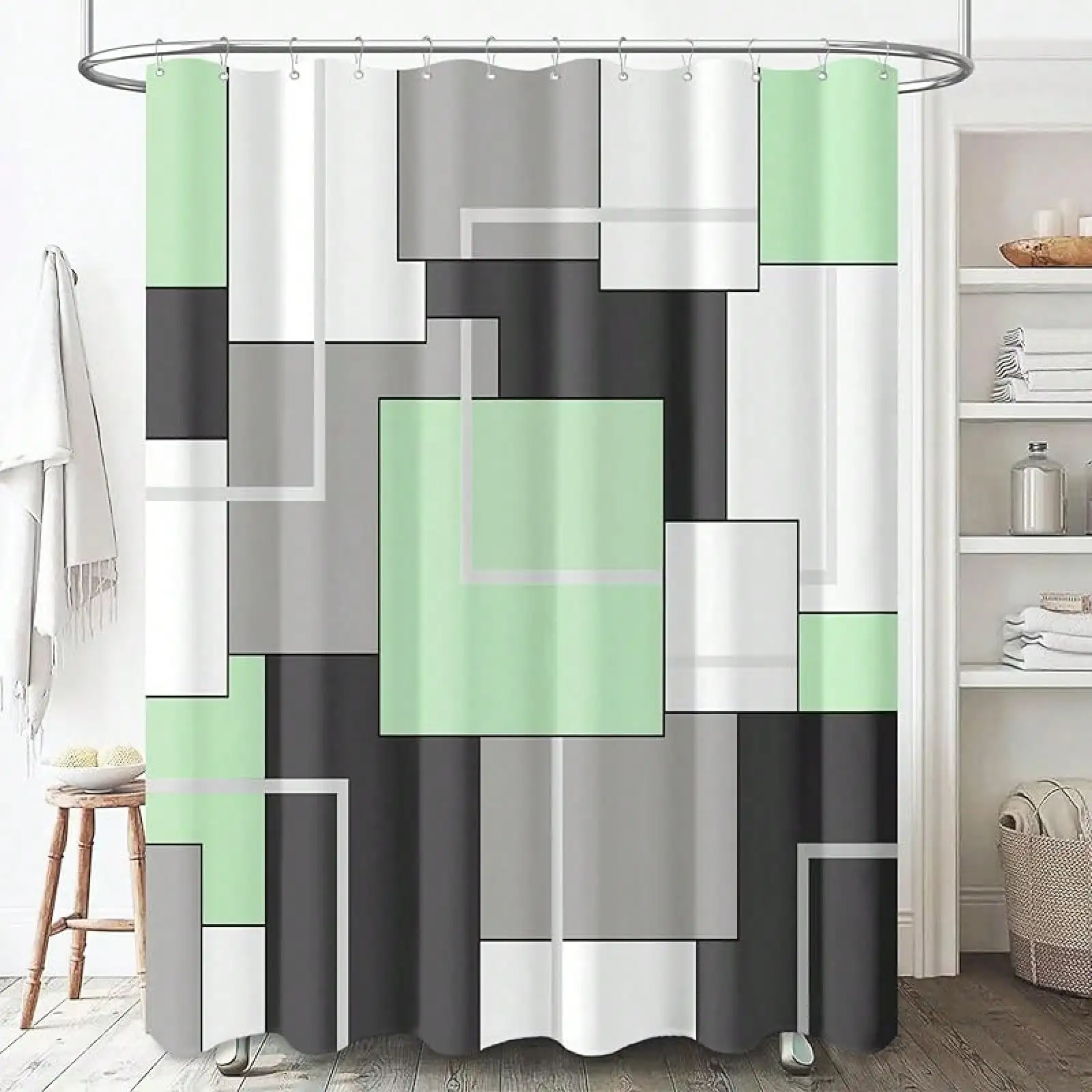 Black Fabric Shower Curtain - Modern Geometric Polyester Shower Curtain Set With Plastic Hooks, Washable, Abstract Decorative-Repellent Cloth Shower Curtains Bathroom - 72x72
Black Fabric Shower Curtain - Modern Geometric Polyester Shower Curtain Set With Plastic Hooks, Washable, Abstract Decorative-Repellent Cloth Shower Curtains Bathroom - 72x72