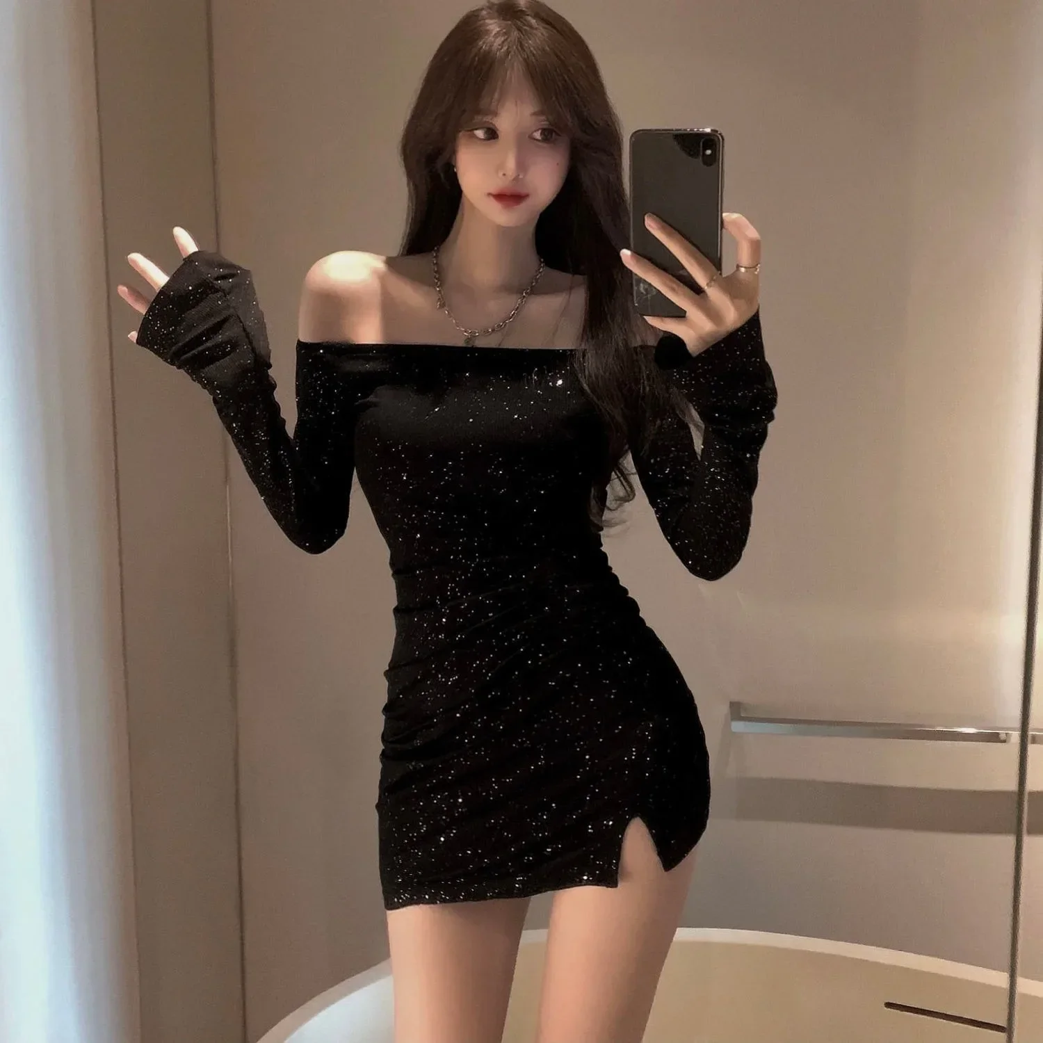 One Shoulder Dress Women's Slim Fit Shiny Mini Skirt Irregular Sexy Party Vestidos Korean Fashion Spring Summer Black Dress Y2k
One Shoulder Dress Women's Slim Fit Shiny Mini Skirt Irregular Sexy Party Vestidos Korean Fashion Spring Summer Black Dress Y2k
