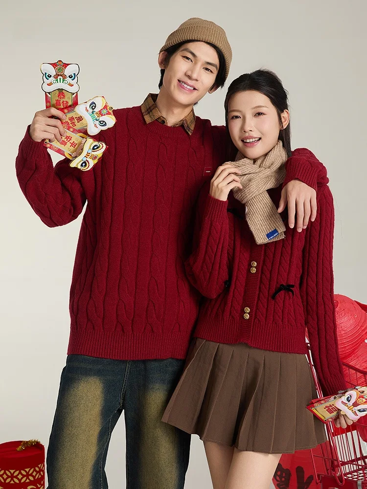 Tryforlove Autumn Winter Couple Matching Red Knitwear Coat Women's New Year's Battle Armor Loose Fit Long Sleeve round Neck
Tryforlove Autumn Winter Couple Matching Red Knitwear Coat Women's New Year's Battle Armor Loose Fit Long Sleeve round Neck