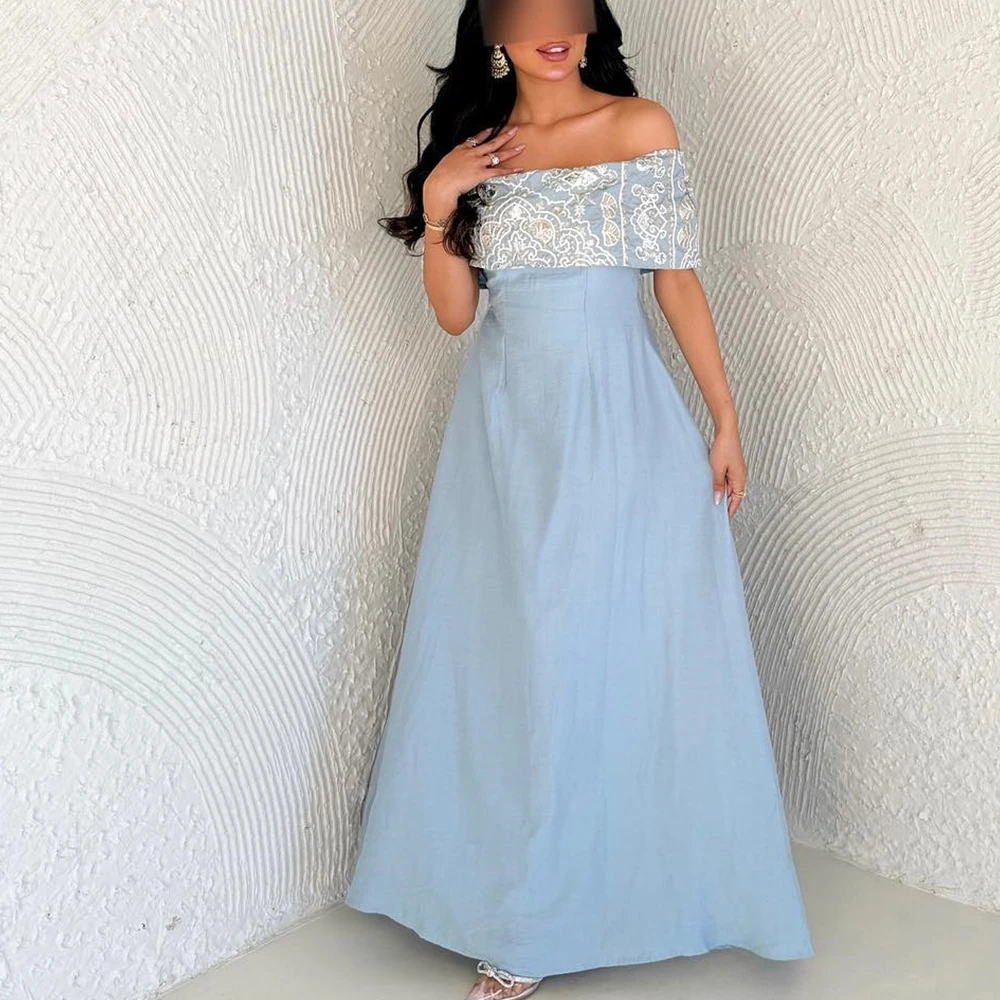 Customized Delicate Jersey A-Line Off the Shoulder Evening Dress Boat Neck Floor Length Half Sleeves Vestidos para mujer
Customized Delicate Jersey A-Line Off the Shoulder Evening Dress Boat Neck Floor Length Half Sleeves Vestidos para mujer
