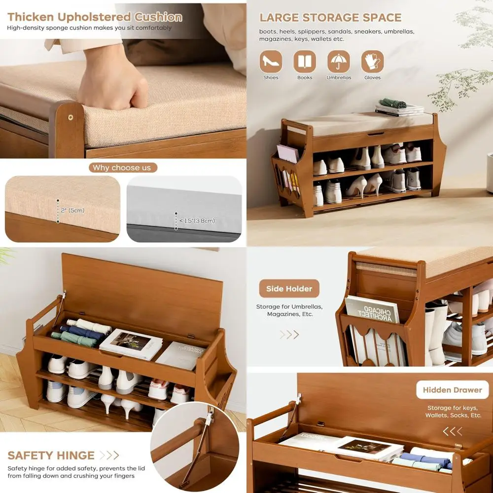 Bamboo 3-Tier Shoe Storage Bench, Holds 330 lbs, 34.3 x 11.8 x 18.9 for Home Entryway, Bedroom, Closet
Bamboo 3-Tier Shoe Storage Bench, Holds 330 lbs, 34.3 x 11.8 x 18.9 for Home Entryway, Bedroom, Closet
