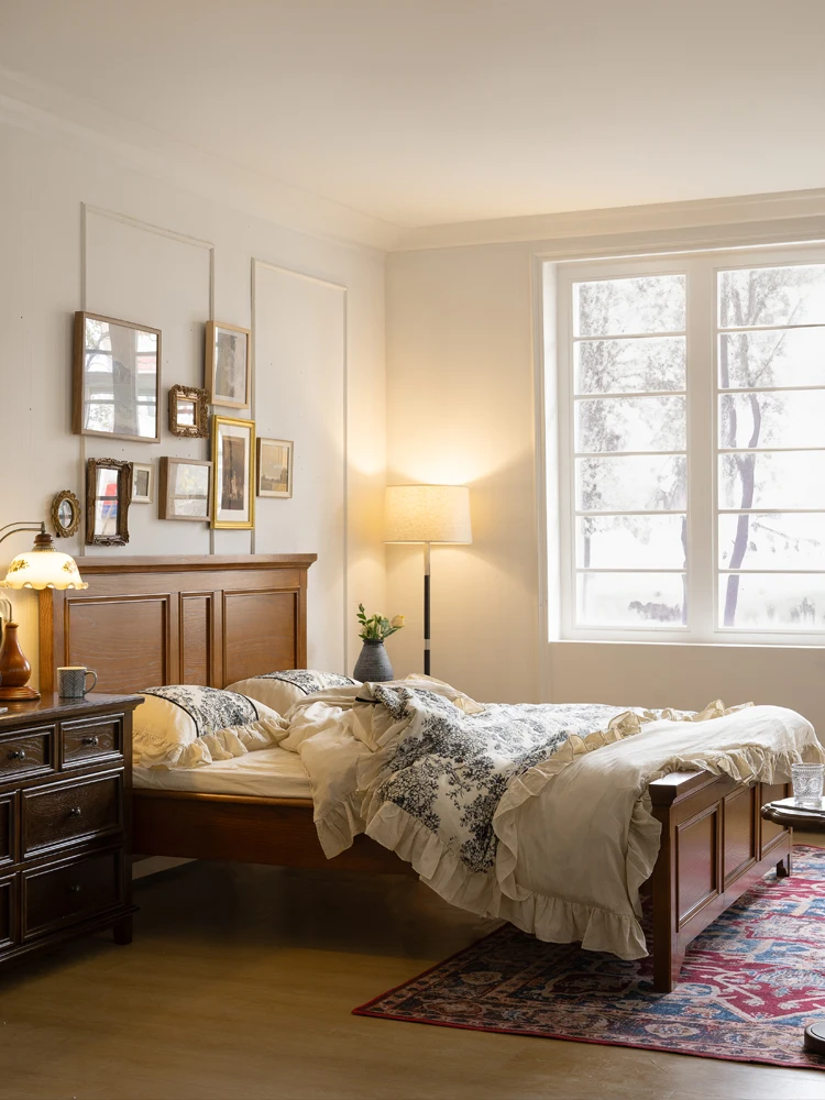 American retro solid wood bed double bed box storage large bed rural log Chinese furniture
American retro solid wood bed double bed box storage large bed rural log Chinese furniture