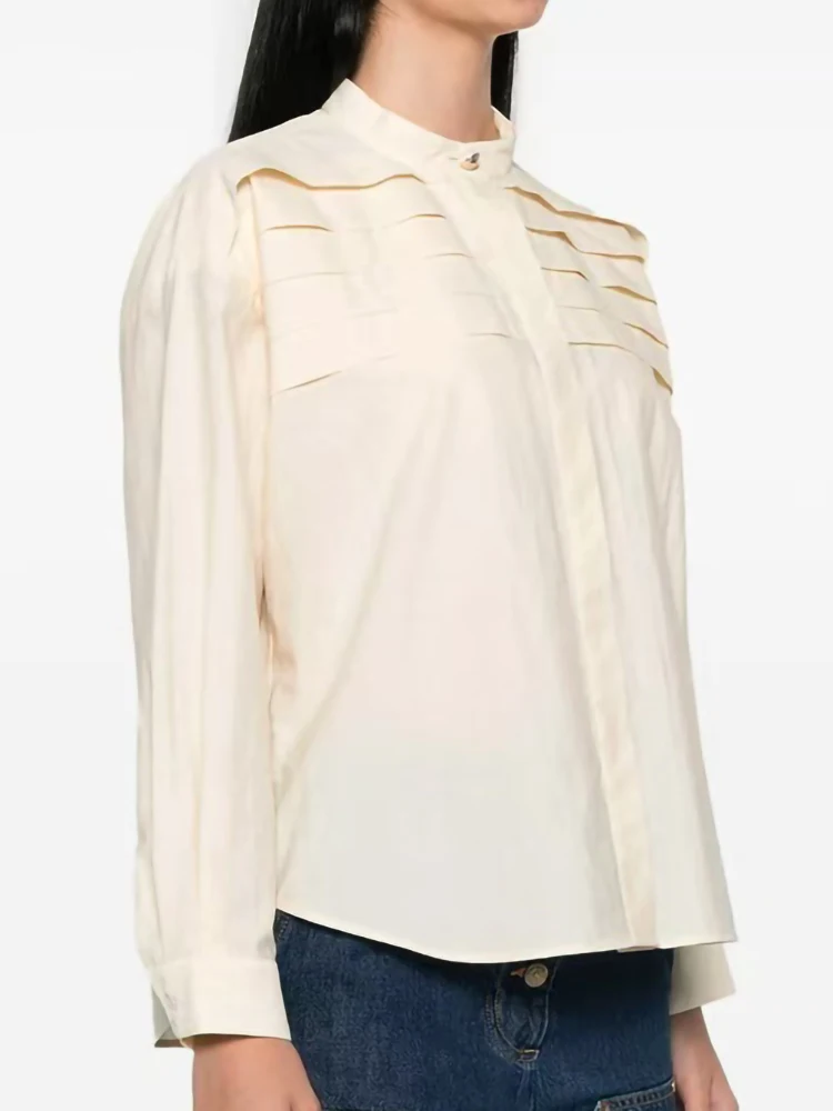 2025 Spring New Fashion Apricot Pearl Button Stand Collar Shirt Women Elegant Multi-Layered Pleated Design Long Sleeve Blouse
2025 Spring New Fashion Apricot Pearl Button Stand Collar Shirt Women Elegant Multi-Layered Pleated Design Long Sleeve Blouse