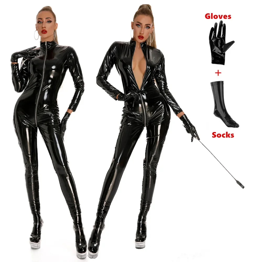 Sexy PU Faux Leather Jumpsuits Long Sleeve Zipper Open Crotch Bodysuits Women Erotic Lingerie Wet Look Catsuit Clubwear
Sexy PU Faux Leather Jumpsuits Long Sleeve Zipper Open Crotch Bodysuits Women Erotic Lingerie Wet Look Catsuit Clubwear