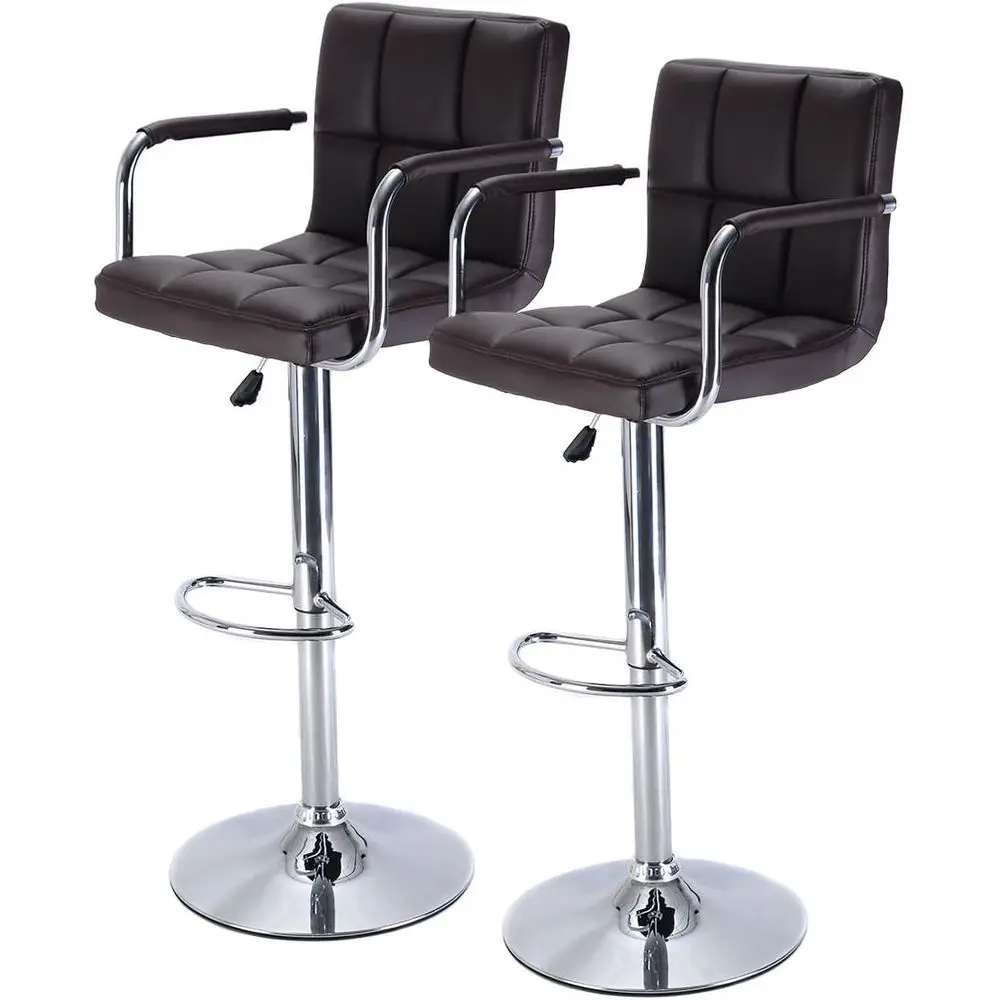 Adjustable Swivel Bar Stool with PU Leather Seat and Armrest in Brown
Adjustable Swivel Bar Stool with PU Leather Seat and Armrest in Brown