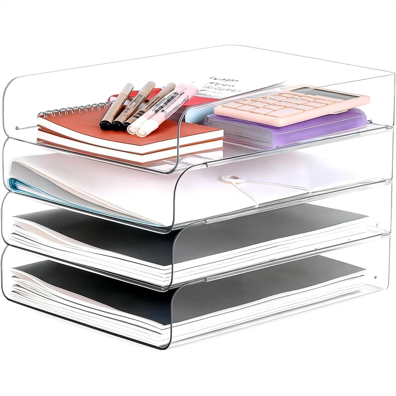 Stackable Letter Tray Desk Organizer, 4-Tier Clear PET File Organizer for Office Supplies, Document Storage, Space-Saving
Stackable Letter Tray Desk Organizer, 4-Tier Clear PET File Organizer for Office Supplies, Document Storage, Space-Saving