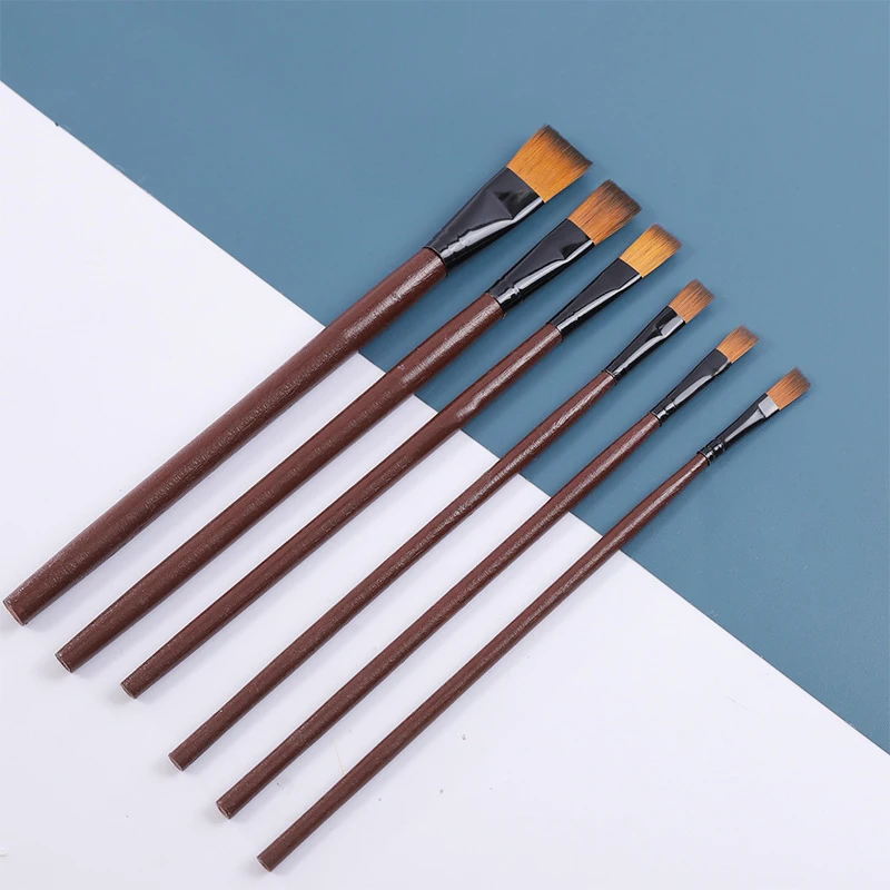 6-Piece Set Of Rosewood-Colored Nylon Bristle Wood Handle Watercolor, Gouache, Acrylic, And Oil Paint DIY Painting Brushes
6-Piece Set Of Rosewood-Colored Nylon Bristle Wood Handle Watercolor, Gouache, Acrylic, And Oil Paint DIY Painting Brushes