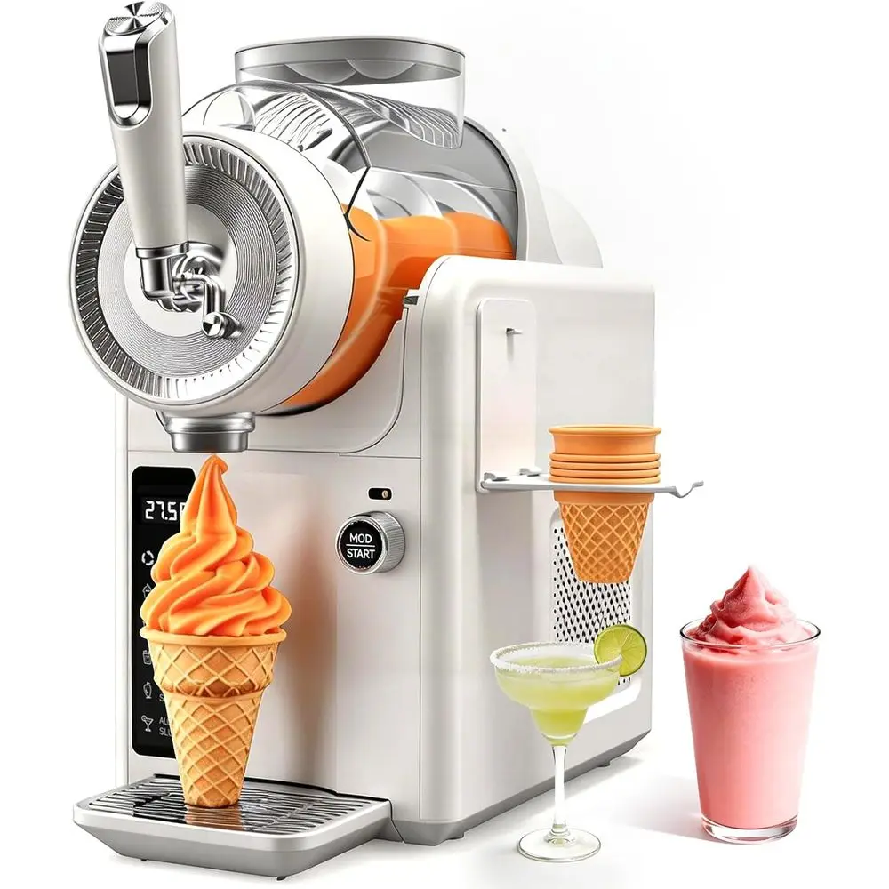 Slushie hine No Ice Needed, 2-in-1 rozen Drink & Sot Serve Ice Cream Maker, Sel-Chilling Slushy Maker with 5 Presets, LED Displa
Slushie hine No Ice Needed, 2-in-1 rozen Drink & Sot Serve Ice Cream Maker, Sel-Chilling Slushy Maker with 5 Presets, LED Displa
