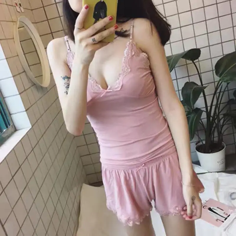 Sexy Lace Sleepwear Set Women's Spring Summer Thin Home Comfort Cotton Suit Short Skirt Sleeveless Comfortable Home Clothes
Sexy Lace Sleepwear Set Women's Spring Summer Thin Home Comfort Cotton Suit Short Skirt Sleeveless Comfortable Home Clothes