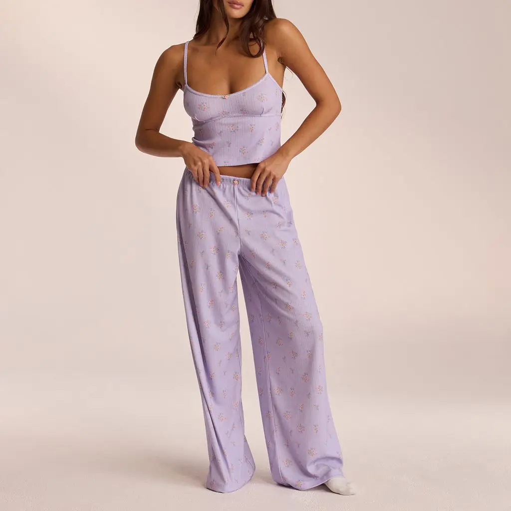 HEZIOWYUN Women 2Pcs Floral Print Pajamas Set Sleeveless Flower Decor Camisole Tops+Elastic Waist Wide Leg Long Pants Loungewear
HEZIOWYUN Women 2Pcs Floral Print Pajamas Set Sleeveless Flower Decor Camisole Tops+Elastic Waist Wide Leg Long Pants Loungewear