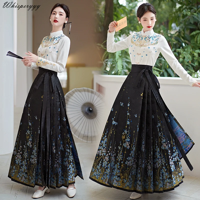 Chinese Fashion Improve Mamianqun Pleated Women New Chinese Traditional Clothing Print Horse Face Skirt
Chinese Fashion Improve Mamianqun Pleated Women New Chinese Traditional Clothing Print Horse Face Skirt