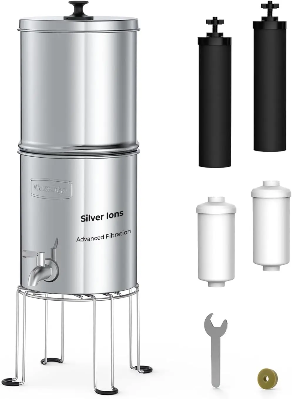 Gravity Water Filter System, Silver Ions Enhanced, Reduces Fluoride & Chlorine, NSF 42 & 372, 2.25G with 4 Filters & Metal Spigot
Gravity Water Filter System, Silver Ions Enhanced, Reduces Fluoride & Chlorine, NSF 42 & 372, 2.25G with 4 Filters & Metal Spigot