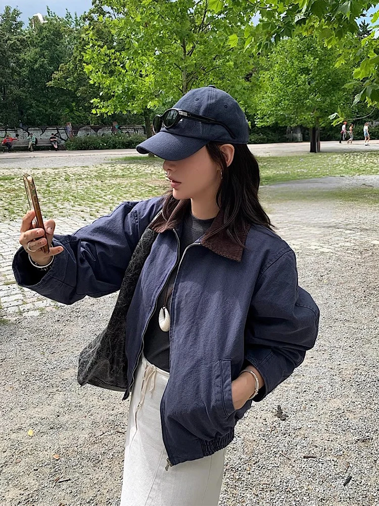 Retro Chic Autumn New Loose Long Sve Corduroy ort Jaet Women's Faion Color Blo Collar Stand up Zipper Coat
Retro Chic Autumn New Loose Long Sve Corduroy ort Jaet Women's Faion Color Blo Collar Stand up Zipper Coat