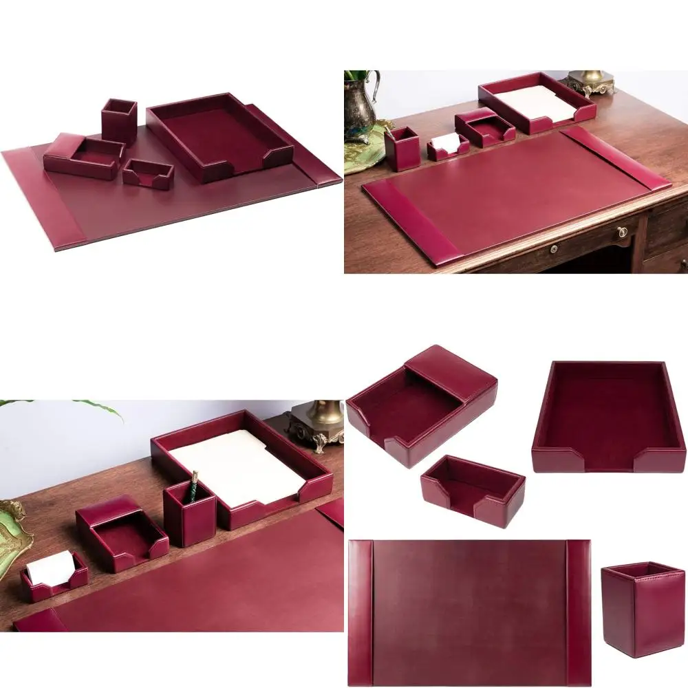 Luxury Bonded Leather Desk Pad with 5-Piece Desk Organization Set - Burgundy, Essential Office Accessories
Luxury Bonded Leather Desk Pad with 5-Piece Desk Organization Set - Burgundy, Essential Office Accessories