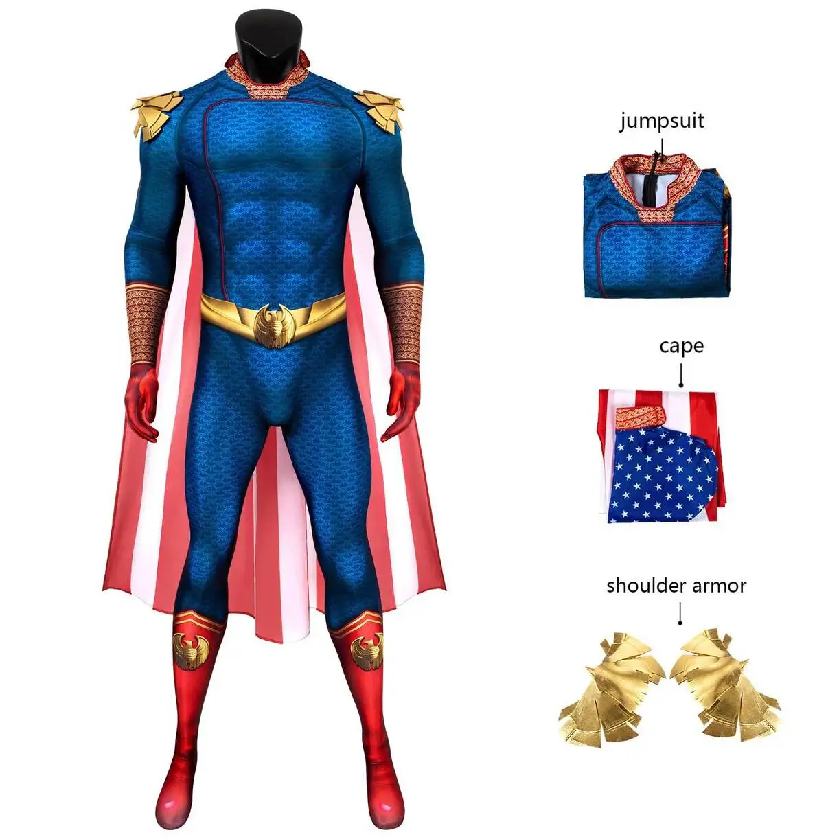Superhero The Boys Homelander Cosplay Jumpsuit Armor Cloak Costume Set Acg Halloween Party Roleplay Bodysuit Cape Zentai Suit Ou
Superhero The Boys Homelander Cosplay Jumpsuit Armor Cloak Costume Set Acg Halloween Party Roleplay Bodysuit Cape Zentai Suit Ou