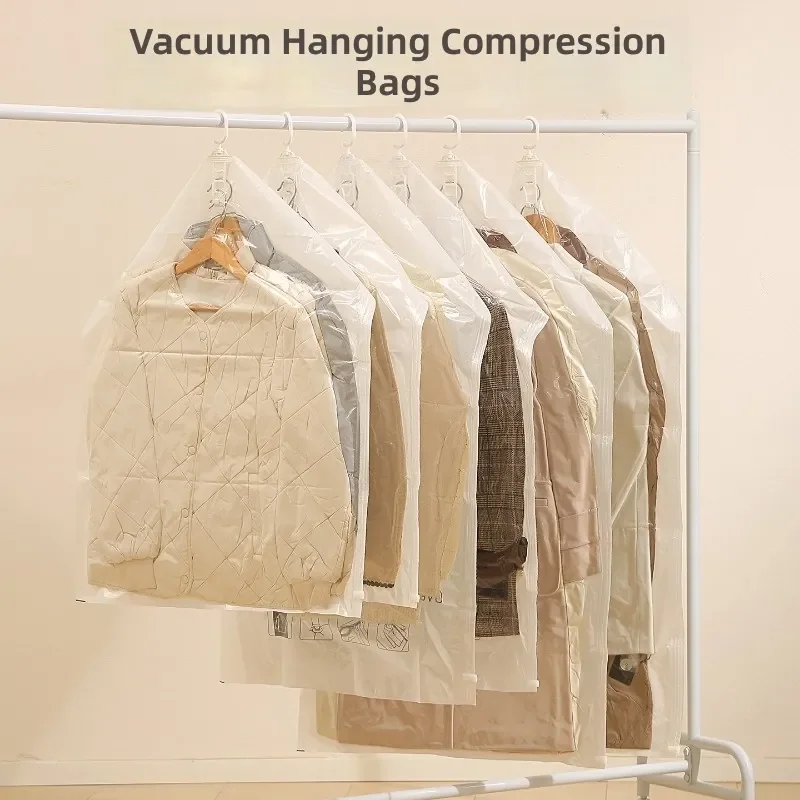 Vacuum Storage Bags Hanging Compression Bags for Clothes Down Jacket Organizer Dust Proof Large Size Space Saving Closet
Vacuum Storage Bags Hanging Compression Bags for Clothes Down Jacket Organizer Dust Proof Large Size Space Saving Closet