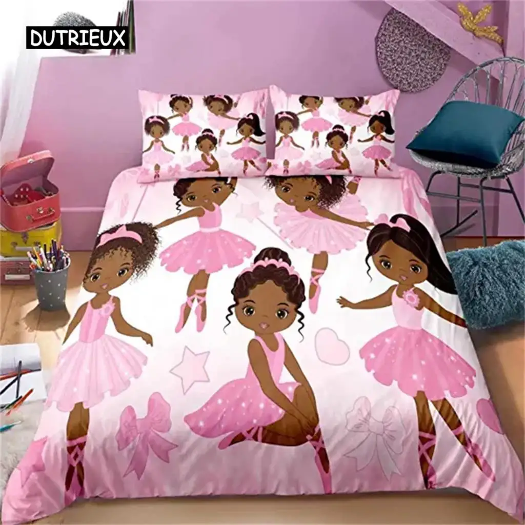 Duvet Cover Girls Pink Princess Ballerina Duvet Cover African American Black Girl Comforter Cover Cute Little Ballet for Decor
Duvet Cover Girls Pink Princess Ballerina Duvet Cover African American Black Girl Comforter Cover Cute Little Ballet for Decor