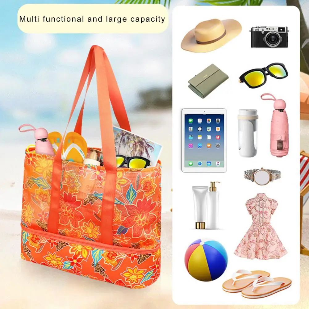 Portable Mesh Storage Bag Floral Print Travel Tote Bag with Wide Reinforced Handle Capacity Foldable Design Storage for Travel
Portable Mesh Storage Bag Floral Print Travel Tote Bag with Wide Reinforced Handle Capacity Foldable Design Storage for Travel