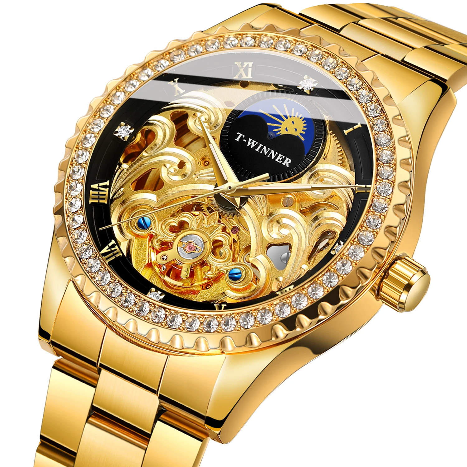 Luxury Brand Gold Carved Transparent Skeleton Mechanical Watches for Men Fashion Diamond Tourbillon Automatic Watch Steel Strap
Luxury Brand Gold Carved Transparent Skeleton Mechanical Watches for Men Fashion Diamond Tourbillon Automatic Watch Steel Strap