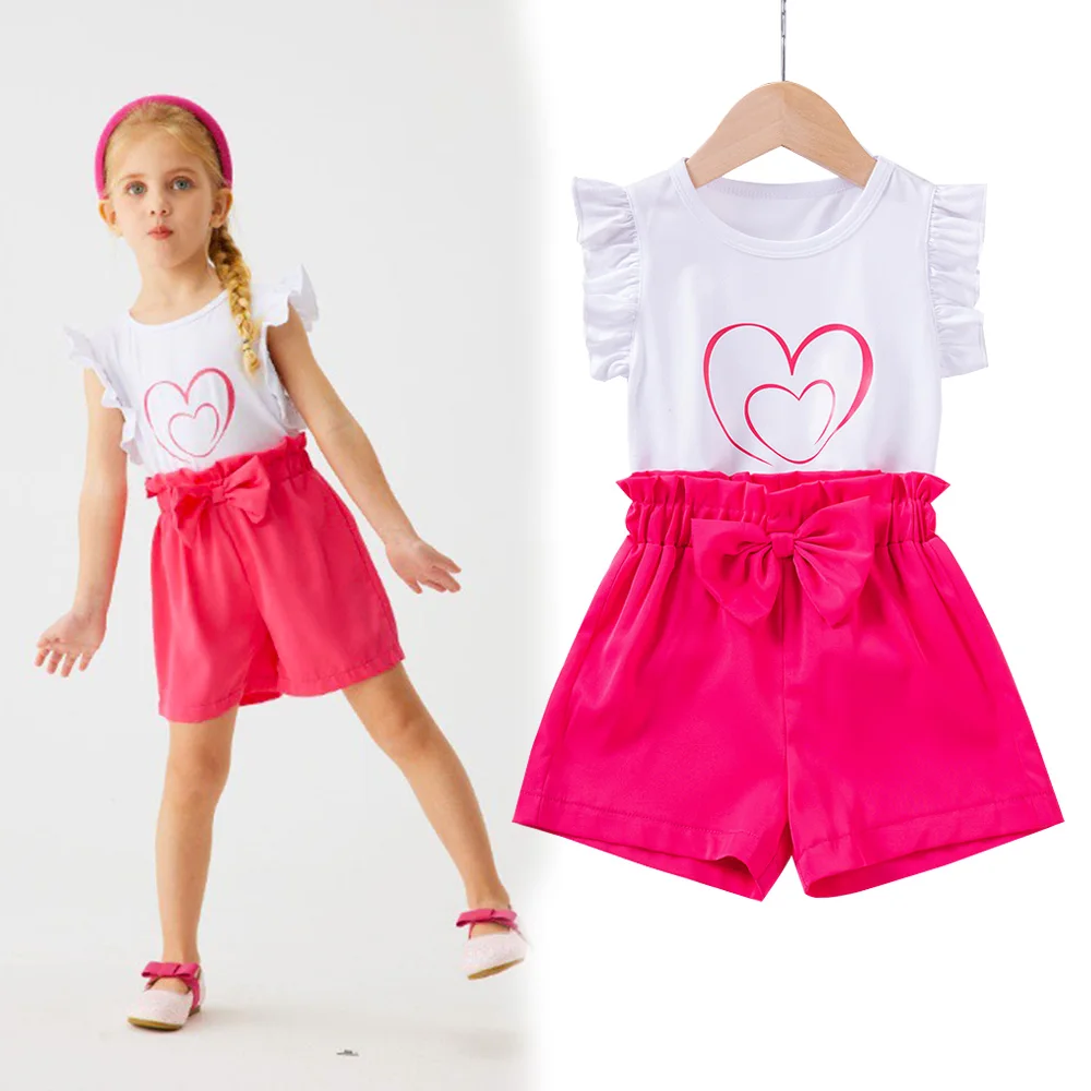 Summer Girl 2PCS Set Top+Pants Flying Sleeve Printed Short T-shirt+Pants Casual Children Clothing Set Baby Girl Pullover Fashion
Summer Girl 2PCS Set Top+Pants Flying Sleeve Printed Short T-shirt+Pants Casual Children Clothing Set Baby Girl Pullover Fashion