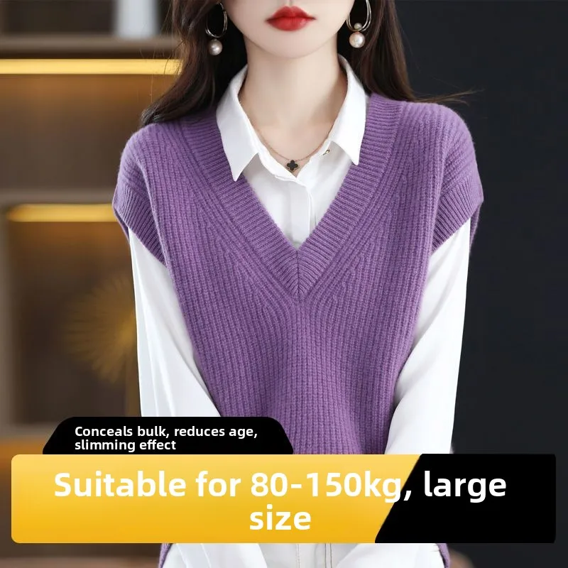 Women's Knitted Sweater Vest Loose V-Ne Layering Top plus Size Comfortable Autumn Winter Faion Casual Commute Sle
Women's Knitted Sweater Vest Loose V-Ne Layering Top plus Size Comfortable Autumn Winter Faion Casual Commute Sle