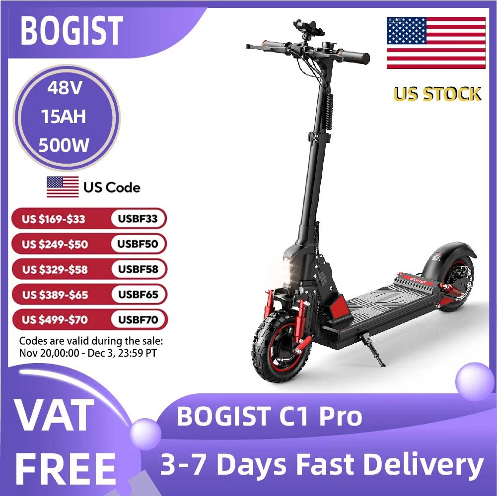 Bogist C1 Pro Adult Electric Scooter City EScooter For Men 500W 48V 13AH Battery 10 Inch City Tires Foldable E-Scooter
Bogist C1 Pro Adult Electric Scooter City EScooter For Men 500W 48V 13AH Battery 10 Inch City Tires Foldable E-Scooter