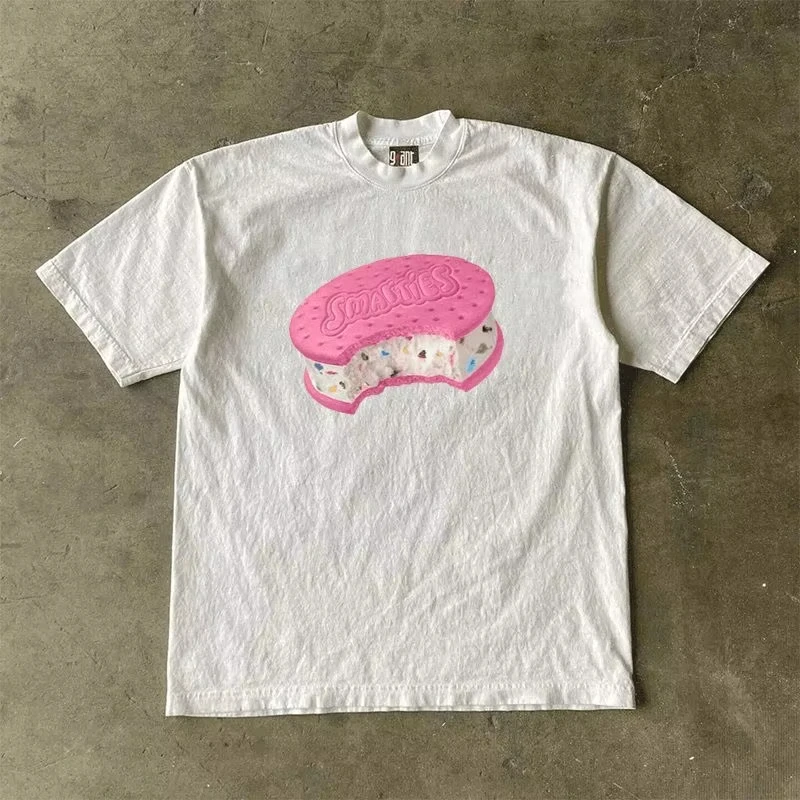 Американская футболка унисекс из чистого хлопка с ретро-принтом десертов, свободного кроя, с коротким рукавом, для мужчин и женщин
Американская футболка унисекс из чистого хлопка с ретро-принтом десертов, свободного кроя, с коротким рукавом, для мужчин и женщин