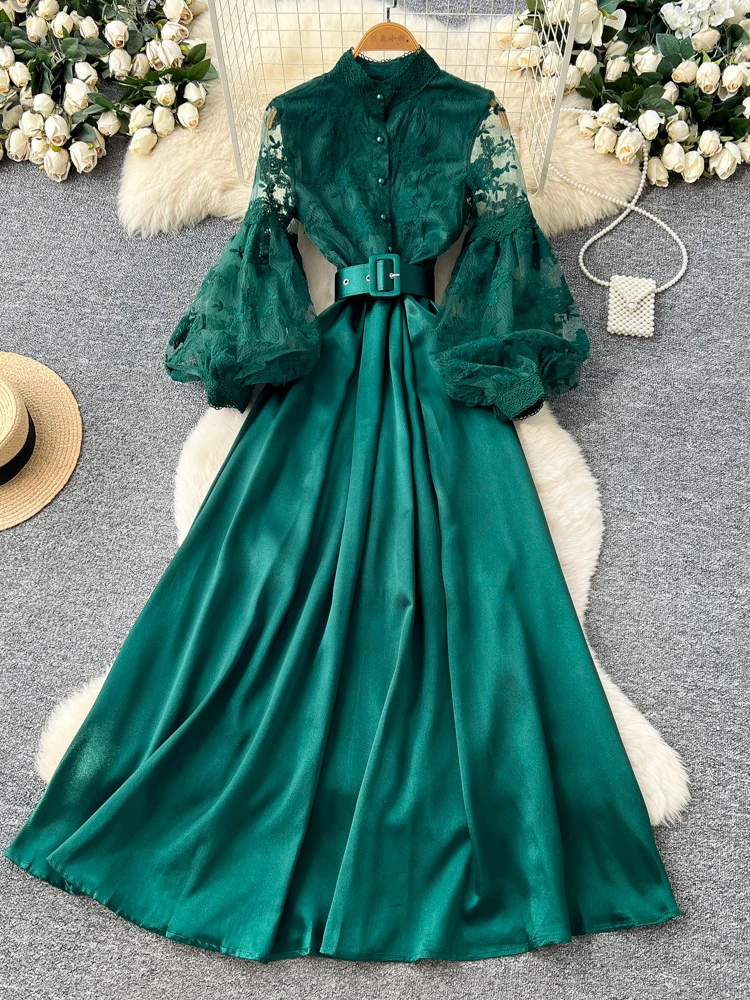 Spring French Lace Splicing Lantern Sleeve Dress for Women's New Fashionable Elegant Waist Collection Party Long Dress S536
Spring French Lace Splicing Lantern Sleeve Dress for Women's New Fashionable Elegant Waist Collection Party Long Dress S536