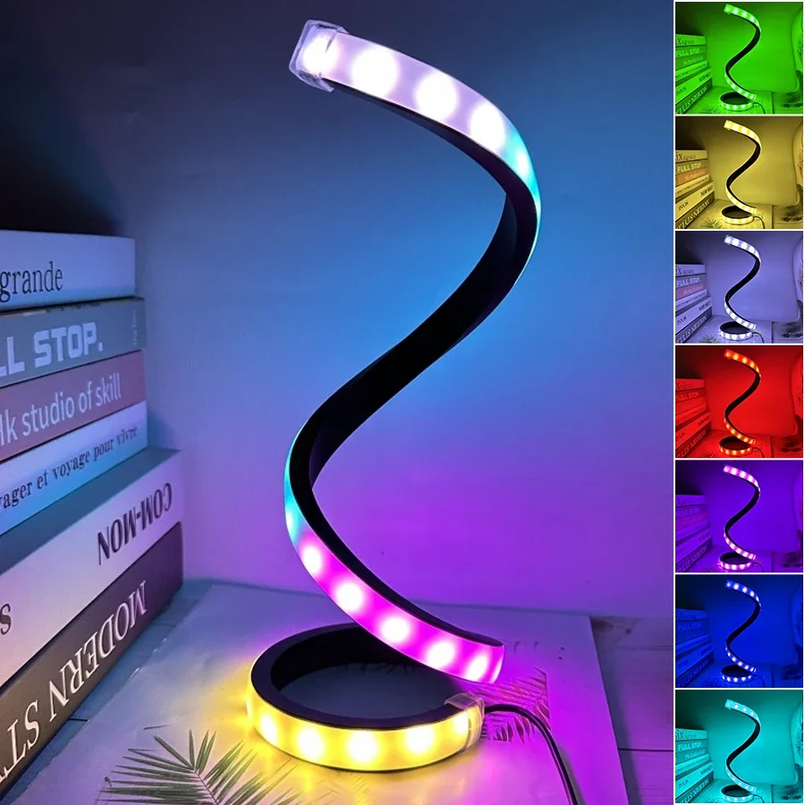 Светодиодная настольная лампа, современная спиральная RGB с регулируемой яркостью, ночник для чтения, настольный светильник для гостиной, спальни, прикроватное офисное декоративное освещение
Светодиодная настольная лампа, современная спиральная RGB с регулируемой яркостью, ночник для чтения, настольный светильник для гостиной, спальни, прикроватное офисное декоративное освещение