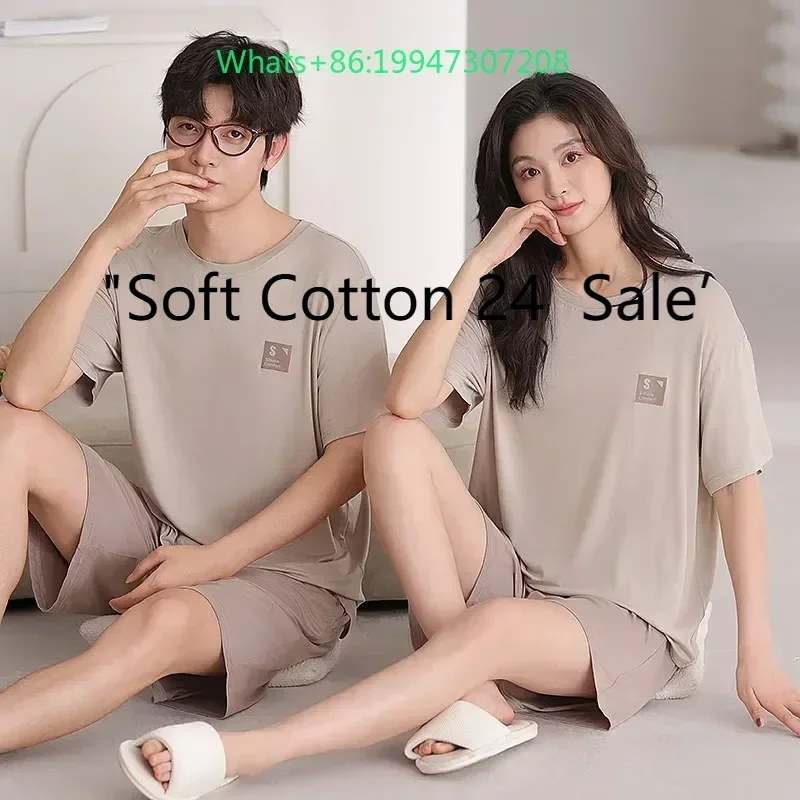 Summer new couple pajamas men and women modal pullover round neck short-sleeved shorts set loungewear can be worn out
Summer new couple pajamas men and women modal pullover round neck short-sleeved shorts set loungewear can be worn out