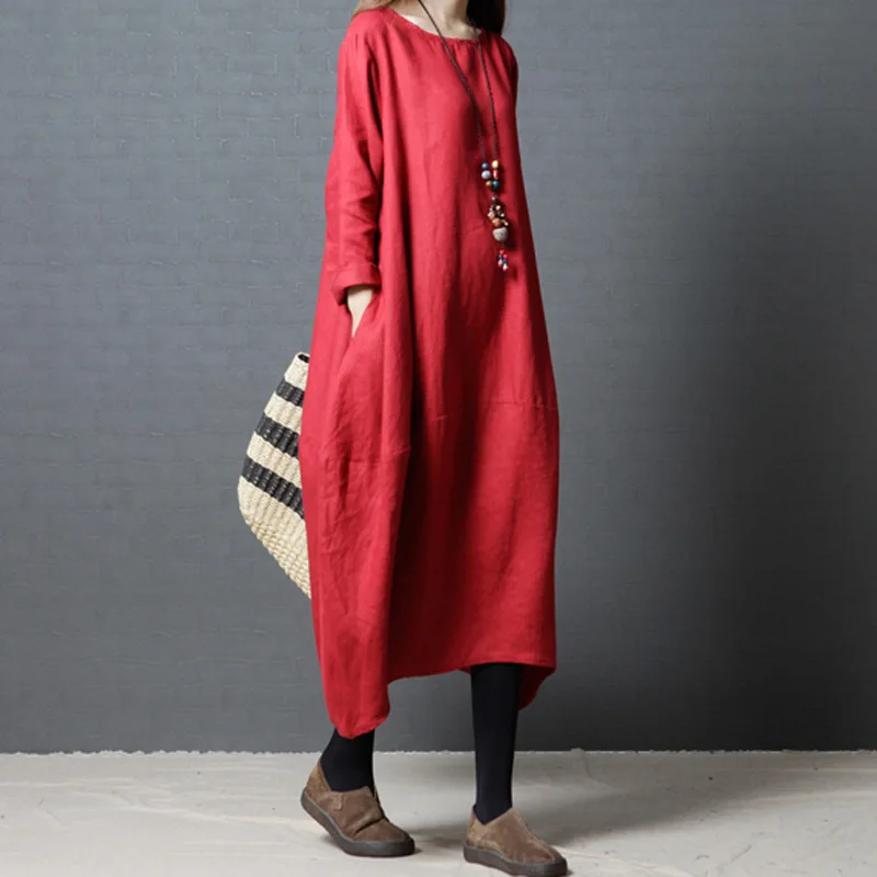 Spring Autumn 2024 Women's Loose Cotton Linen Long Sleeve round Neck Dress plus Size Fashion Korean Style Maxi Dress
Spring Autumn 2024 Women's Loose Cotton Linen Long Sleeve round Neck Dress plus Size Fashion Korean Style Maxi Dress