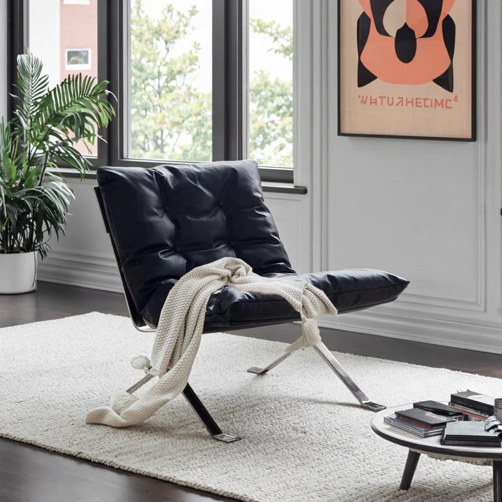 Modern Creative Design Armchairs Stainless Steel Genuine Leather Villa Living Room Furniture Leisure Lounge Accent Chair
Modern Creative Design Armchairs Stainless Steel Genuine Leather Villa Living Room Furniture Leisure Lounge Accent Chair