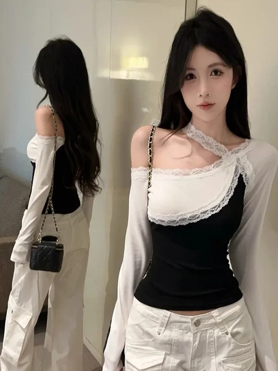 Irregular Slant oulder Long Sve T-irt Women Winter Pure Desire Spicy Girl Lace Base irt Inner Wear Cotton Linen Fabric
Irregular Slant oulder Long Sve T-irt Women Winter Pure Desire Spicy Girl Lace Base irt Inner Wear Cotton Linen Fabric