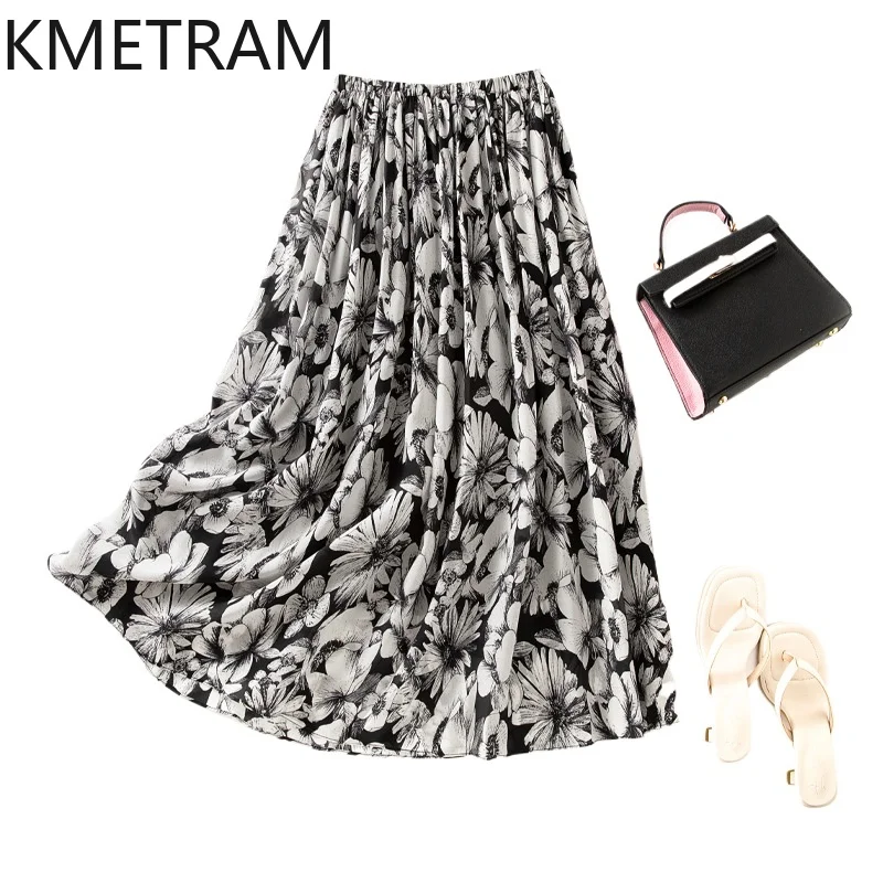 KMETRAM 100% Natural Mulberry Silk Skirts for Women Elegant Floral Print Long Skirt Casual Summer Skirts Woman Clothes 2026 юбка
KMETRAM 100% Natural Mulberry Silk Skirts for Women Elegant Floral Print Long Skirt Casual Summer Skirts Woman Clothes 2026 юбка