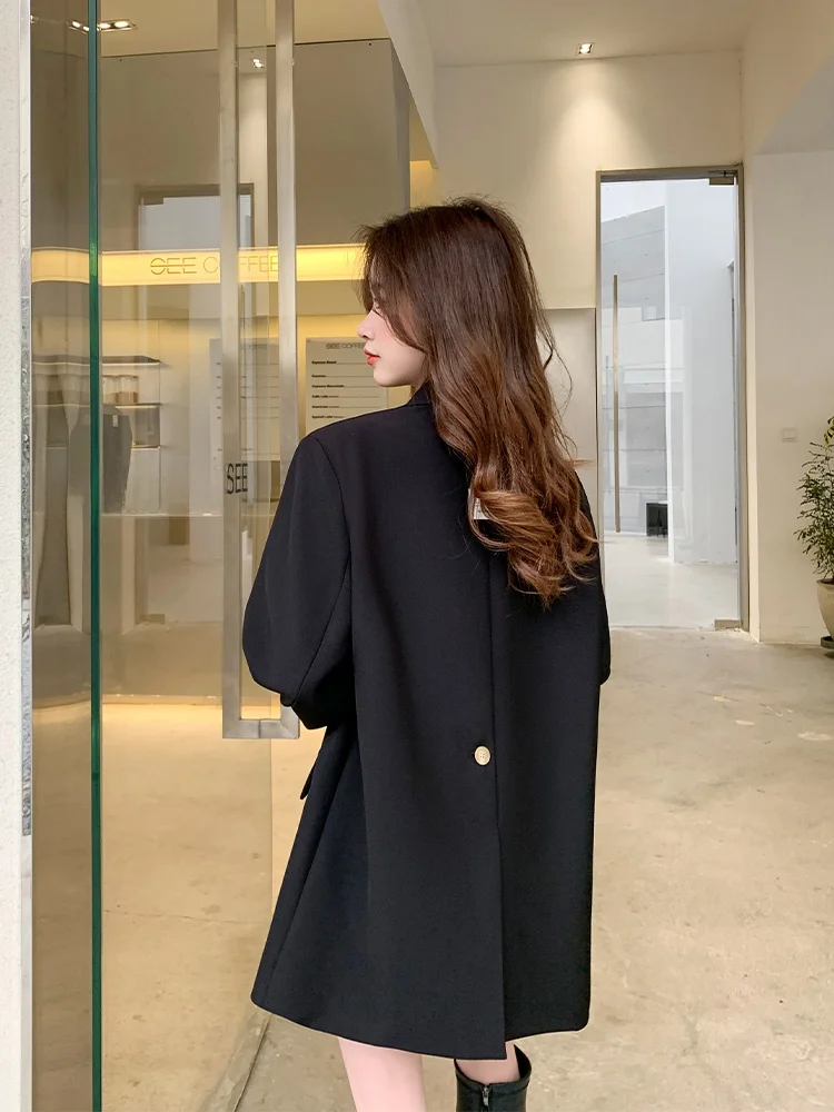 Black Casual Tailored Jacket Women's Spring Autumn Loose Fit Khaki Color Business Casual Top High-End Feelings Commute Style
Black Casual Tailored Jacket Women's Spring Autumn Loose Fit Khaki Color Business Casual Top High-End Feelings Commute Style