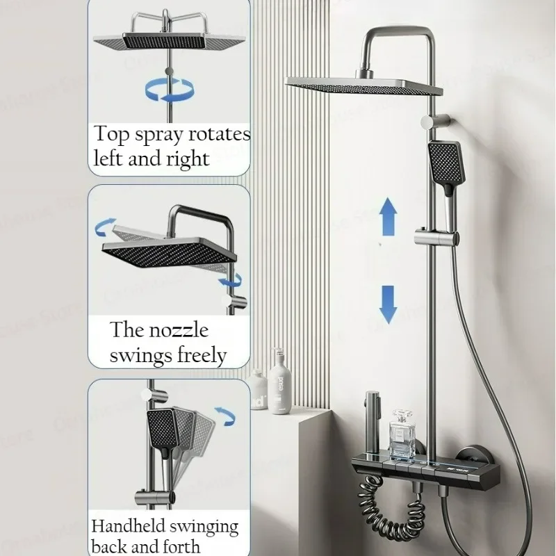Gunmetal Gray Digital Temperature Display Shower Set with Rotary Knob Household Pressurize Multifunction Aluminum Shower Head
Gunmetal Gray Digital Temperature Display Shower Set with Rotary Knob Household Pressurize Multifunction Aluminum Shower Head