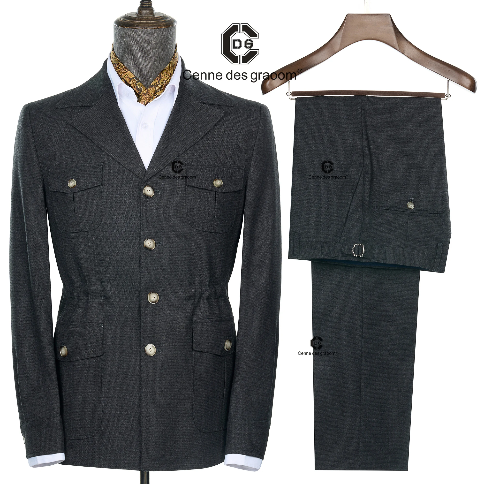 Cenne Des Graoom 2025 New Fashion Vintage Hunting Outfits for Men Grey Safari Jackets with Multi Pockets Slim Fit Casual Wear
Cenne Des Graoom 2025 New Fashion Vintage Hunting Outfits for Men Grey Safari Jackets with Multi Pockets Slim Fit Casual Wear