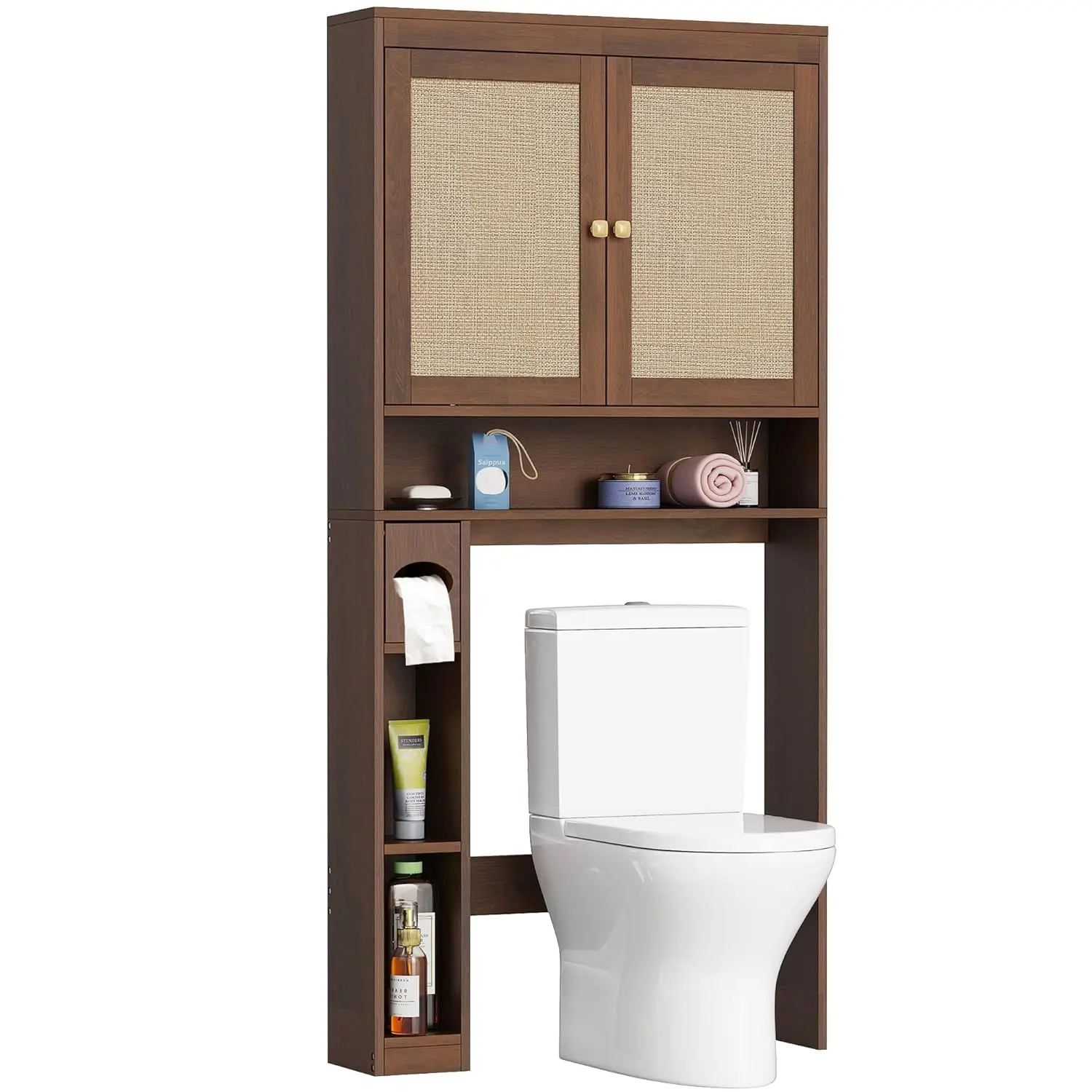 Walnut Brown Over Toilet Storage Cabinet Double Door Adjustable Shelf Freestanding Bathroom Space Saver Rack, Customized
Walnut Brown Over Toilet Storage Cabinet Double Door Adjustable Shelf Freestanding Bathroom Space Saver Rack, Customized