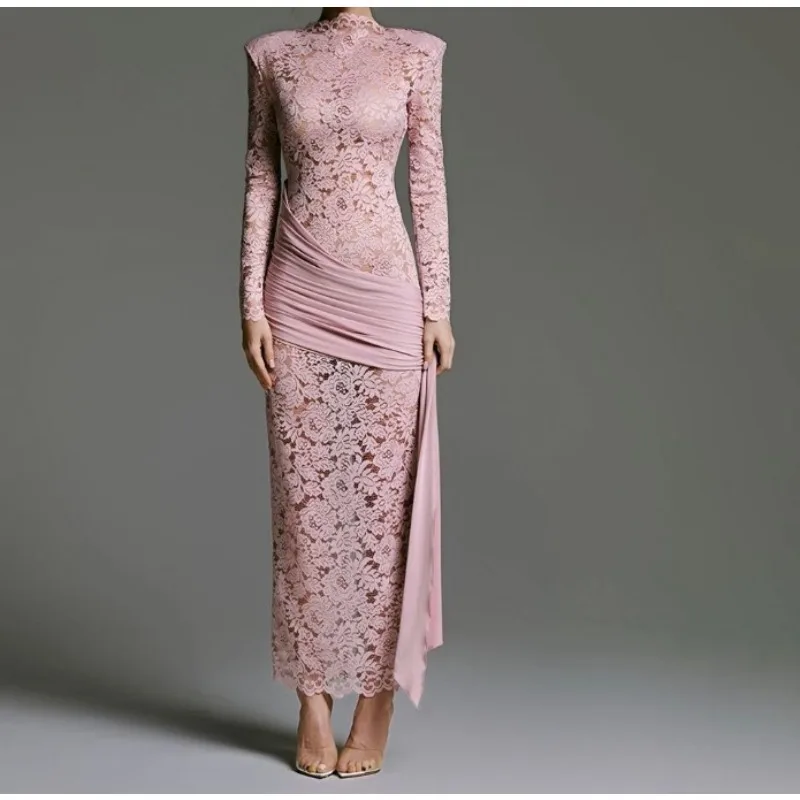 Sexy Charm Lace Rose Irregular Streamer Design Perspective Long Sleeve Dress Women's Winter
Sexy Charm Lace Rose Irregular Streamer Design Perspective Long Sleeve Dress Women's Winter