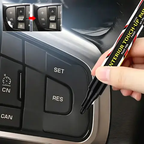 Car Interior Paint Repair Pen Black Touch-Up Fix Interior Button Steering Wheel Dashboard Scratches Repair Leather Seat