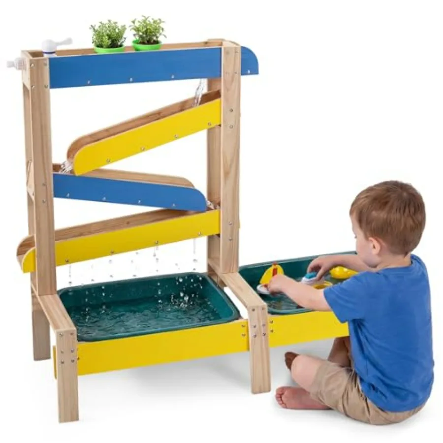 Outdoor sand and water table for toddlers, fir wood Montessori sensory play activity table in natural wood color with dual basi
Outdoor sand and water table for toddlers, fir wood Montessori sensory play activity table in natural wood color with dual basi