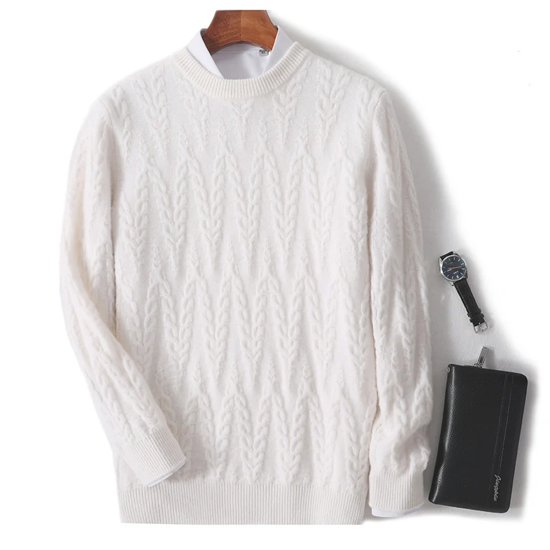 Fashion 100% Merino Wool O-Neck Solid Color Plaited Men's Sweater Pullover Cashmere Long Sleeves Clothing Comfort Warm Top
Fashion 100% Merino Wool O-Neck Solid Color Plaited Men's Sweater Pullover Cashmere Long Sleeves Clothing Comfort Warm Top