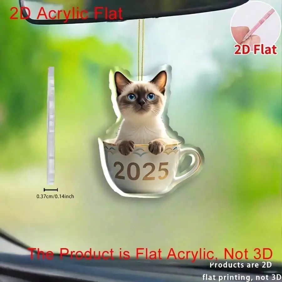1 2D Flat Siamese Cat Acrylic Pendant - Blue Eyes, White Fur, for Car Mirror, Home, Garden & Keychain, Gift for Cat Lovers
1 2D Flat Siamese Cat Acrylic Pendant - Blue Eyes, White Fur, for Car Mirror, Home, Garden & Keychain, Gift for Cat Lovers