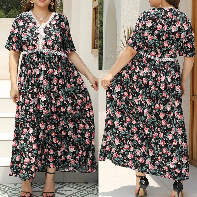 Women's Home Wear Casual Nightwear Printed V-Neck Short Sleeved Long Nightgown Oversized Intimate Lingerie Chemise Nightdress
Women's Home Wear Casual Nightwear Printed V-Neck Short Sleeved Long Nightgown Oversized Intimate Lingerie Chemise Nightdress
