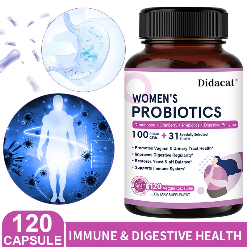 Women's Probiotic Capsules - with Cranberry, Improves Gut Health, Promotes Nutrient Digestion, and Balances Gut Flora
Women's Probiotic Capsules - with Cranberry, Improves Gut Health, Promotes Nutrient Digestion, and Balances Gut Flora
